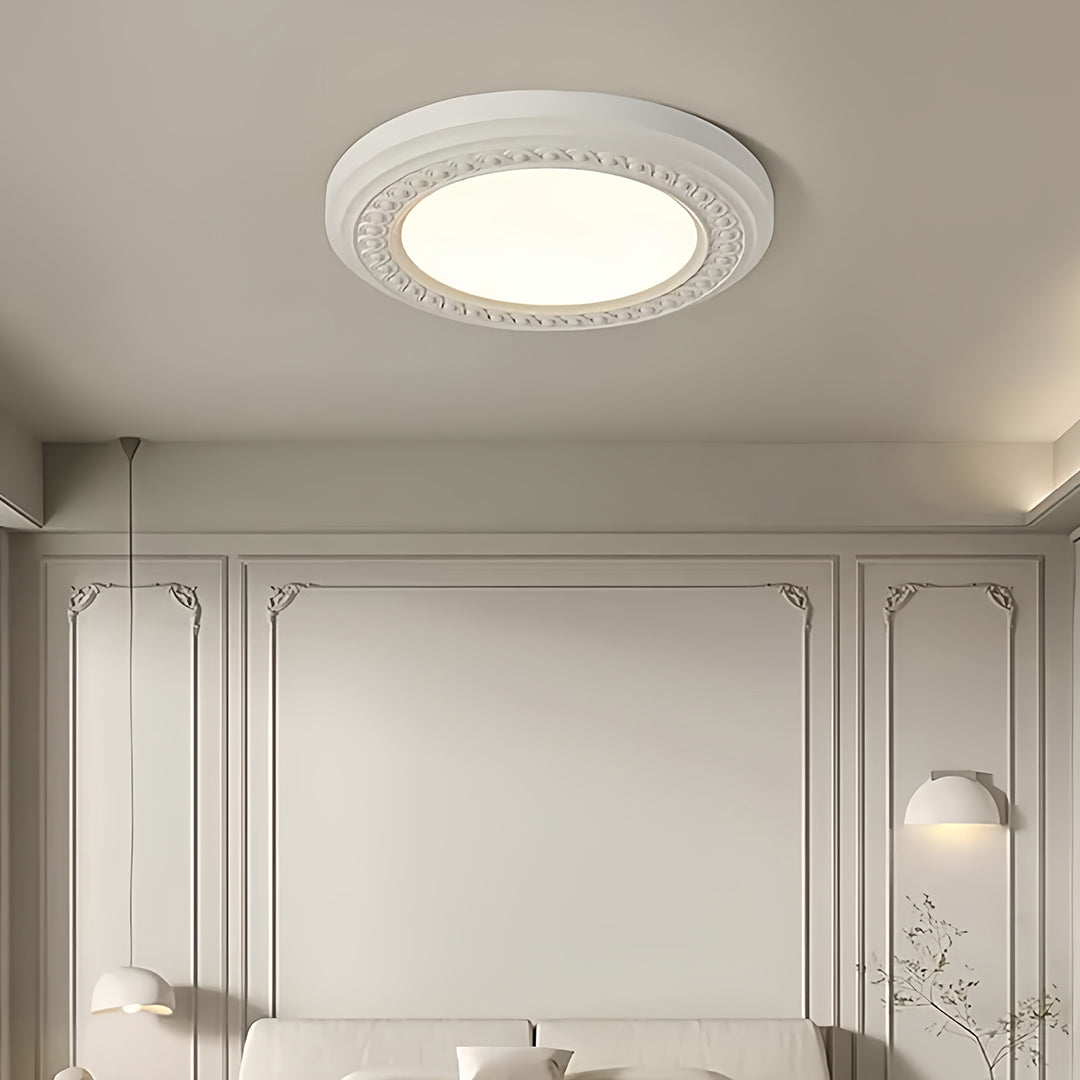 Retro Flush Mount Light Carved Resin Elegant Acrylic Ceiling Light