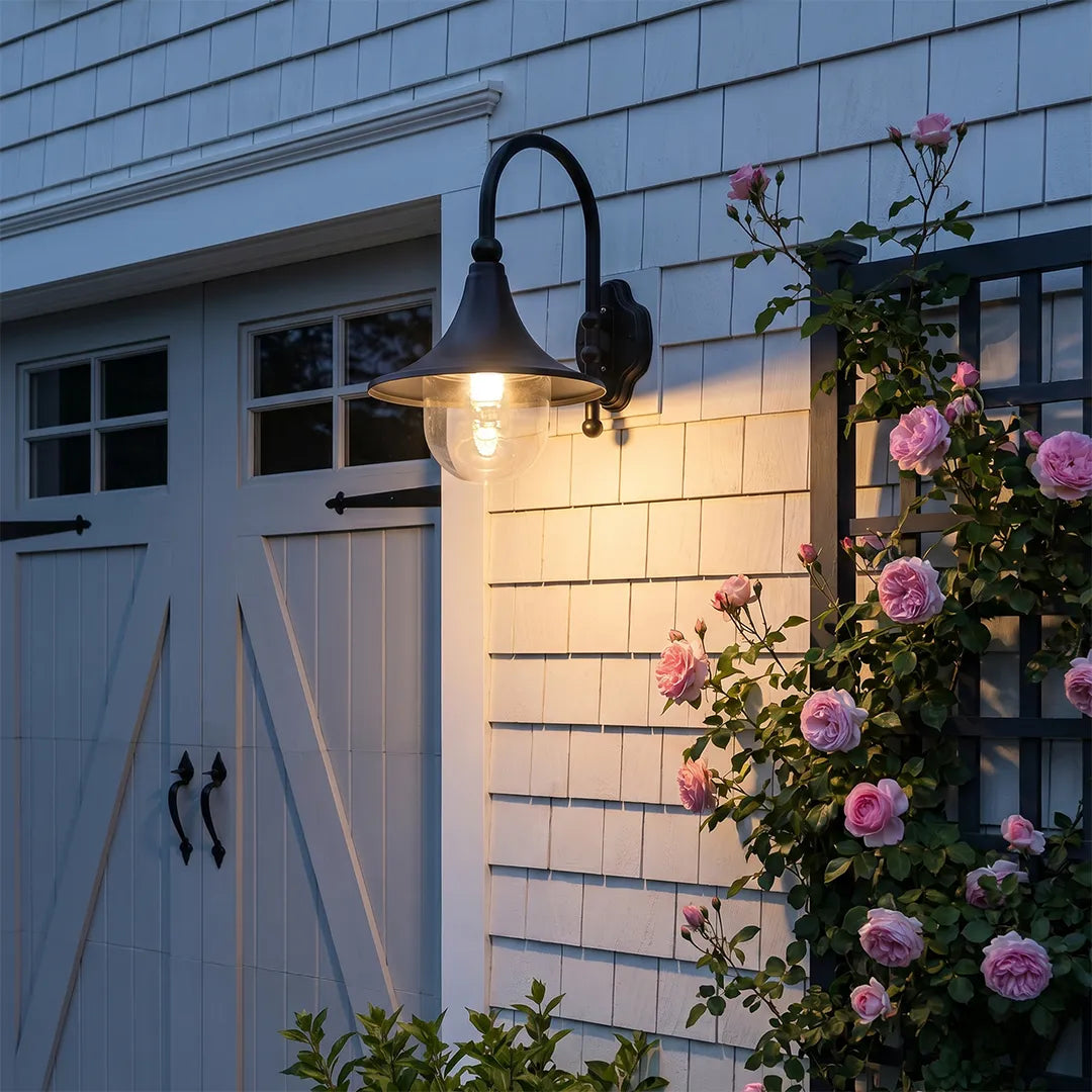 Outdoor Black Wall Lights Retro Creative Trumpet-Shaped Light