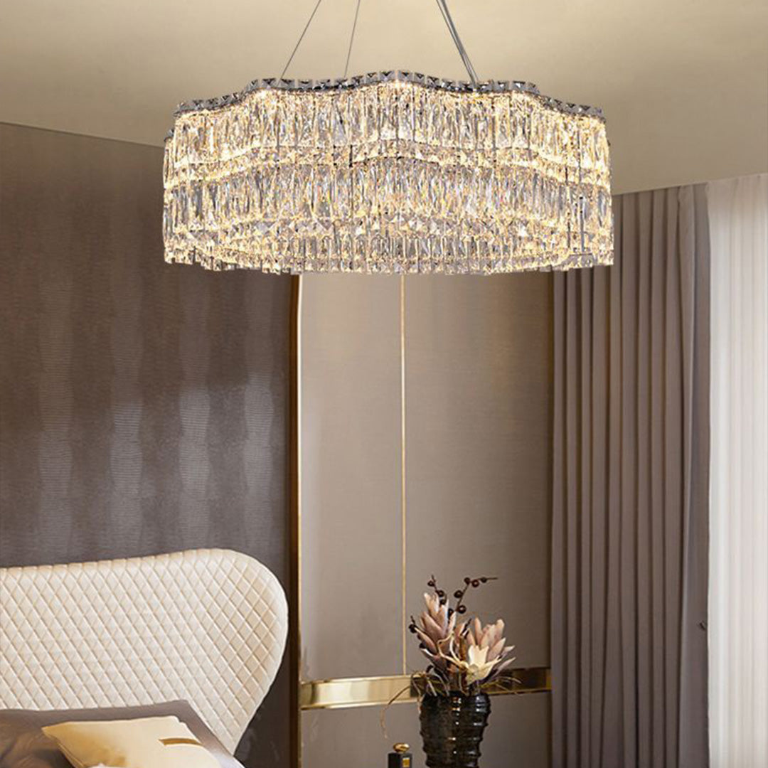LED Large Crystal Chandelier Elegant Chandelier Light Modern Minimalist Style