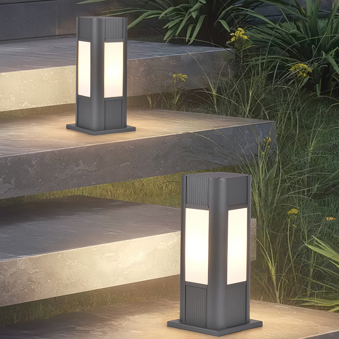 Square Path Lights Industrial Black Garden Outdoor Waterproof Lamp