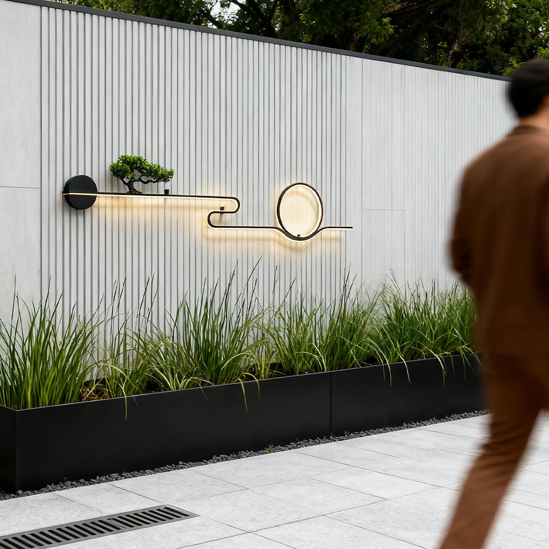 Tree Scenery Waterproof LED Black Retro Outdoor Wall Lights Sconces