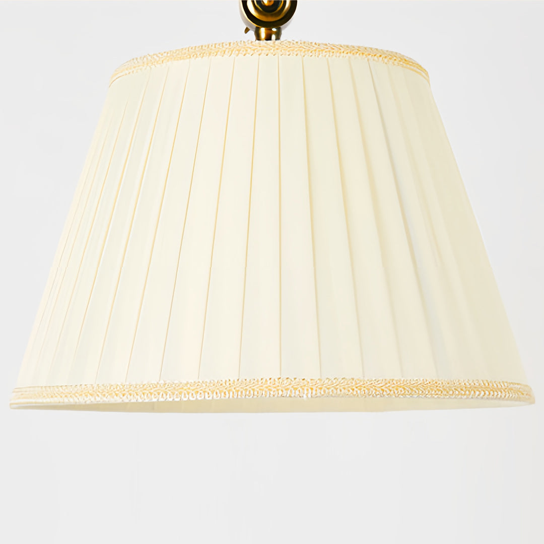 Copper Floor Lamp Adjustable Arch Fabric Shade Light Vintage Style