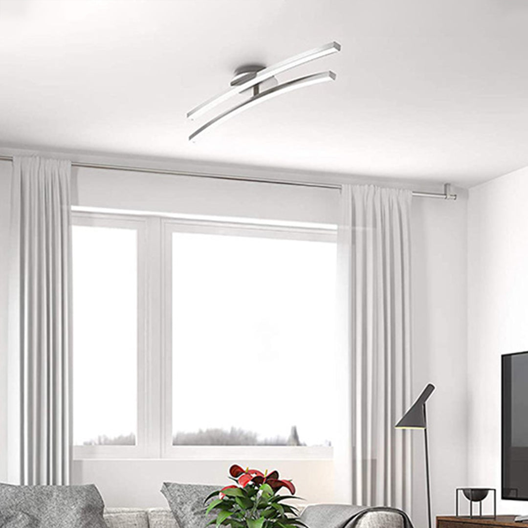 Contemporary Semi Flush Mount Lighting Dual LED Strip Rotating Ceiling Light