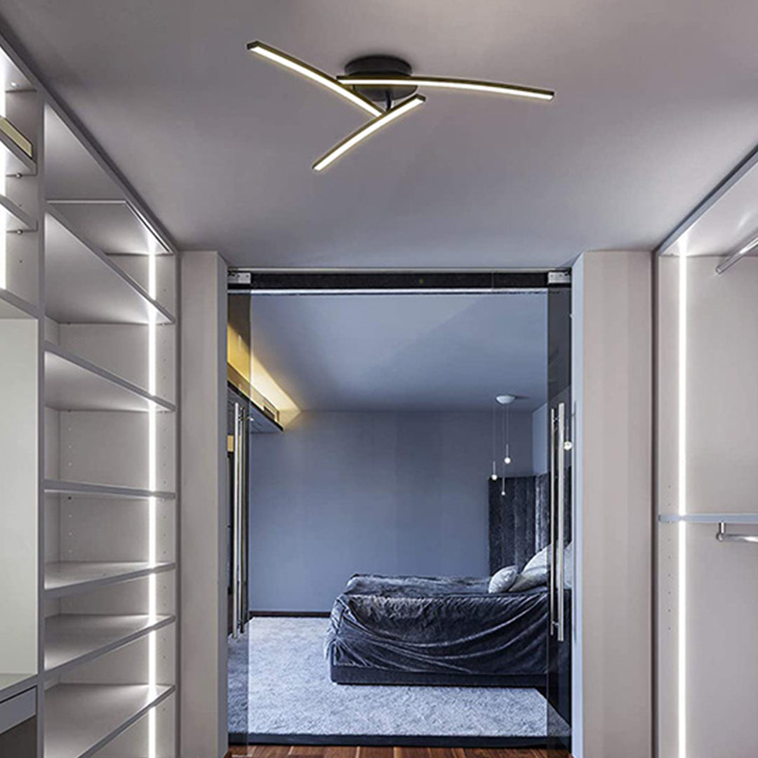 Modern Semi Flush Mount Light Three-Arc Rotating Ceiling Light