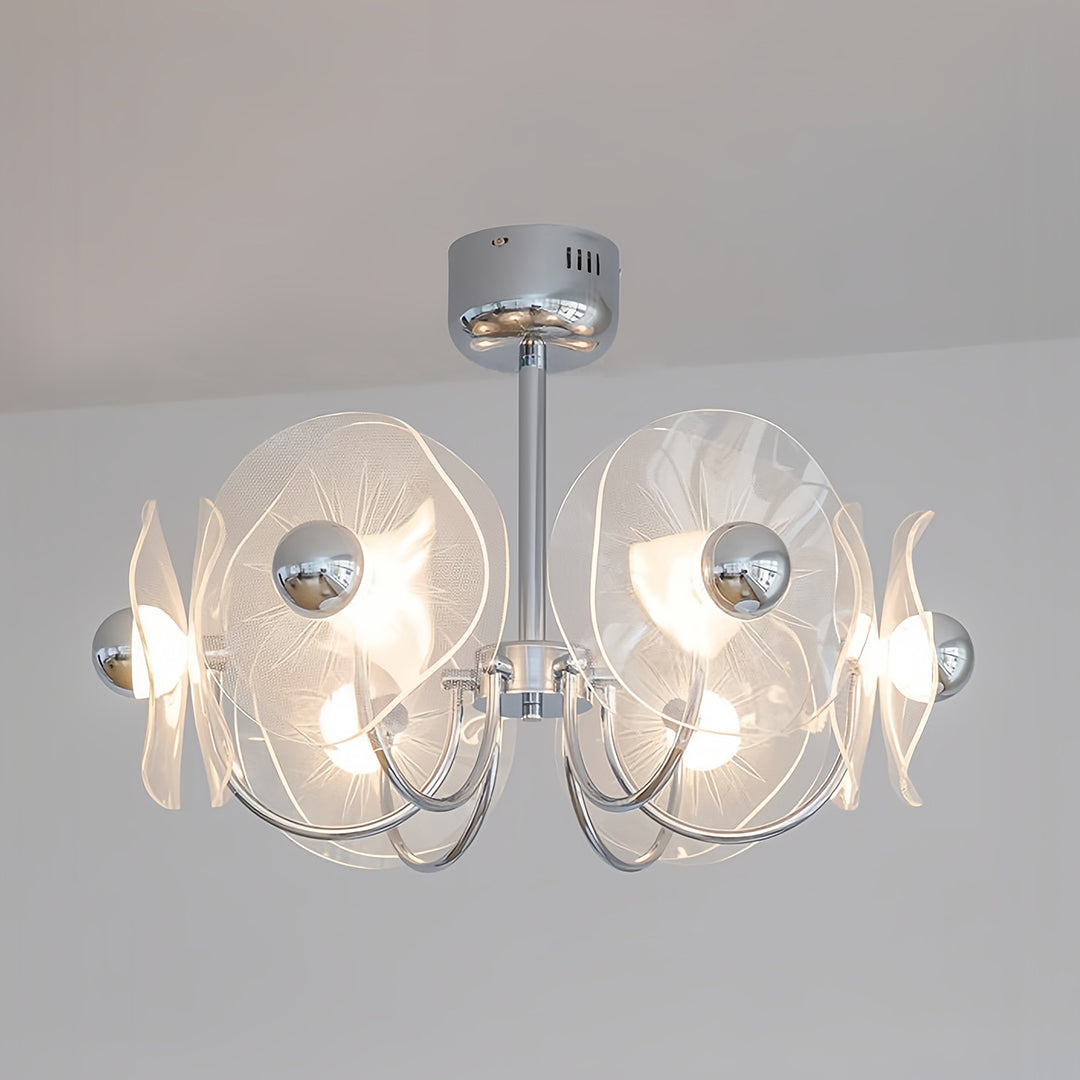 Acrylic LED Chandelier Multi-head  with Chrome Accents Ceiling Light
