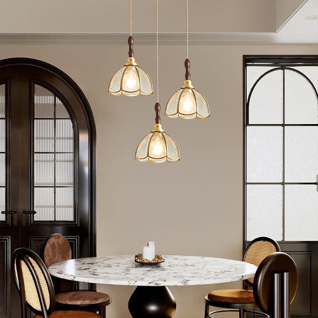 Water Ripple Glass Pendant Lighting Nordic Full Copper Light