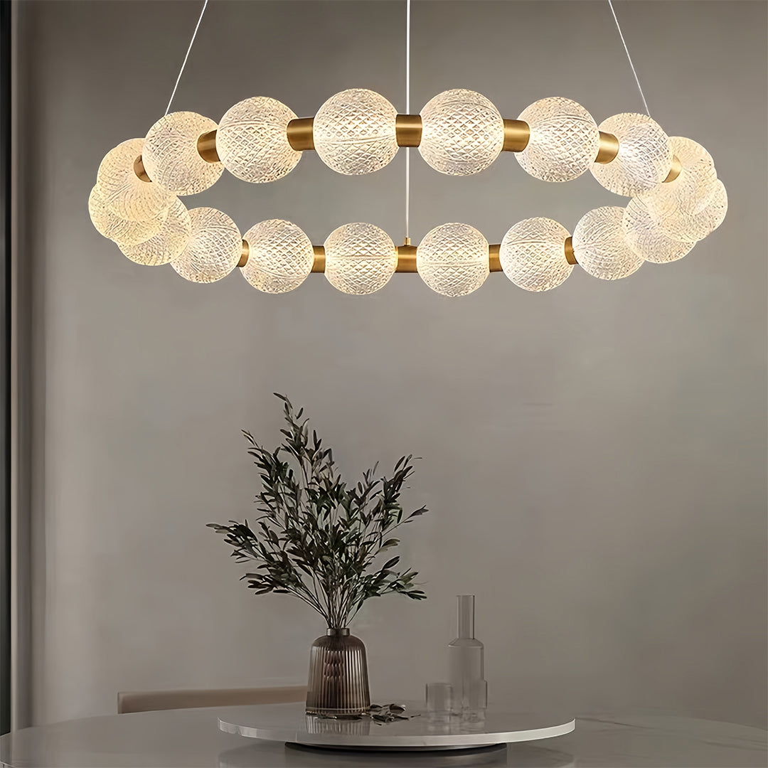 Glass Shade Chandelier Round  Minimalist Luxury Island Ceiling Light