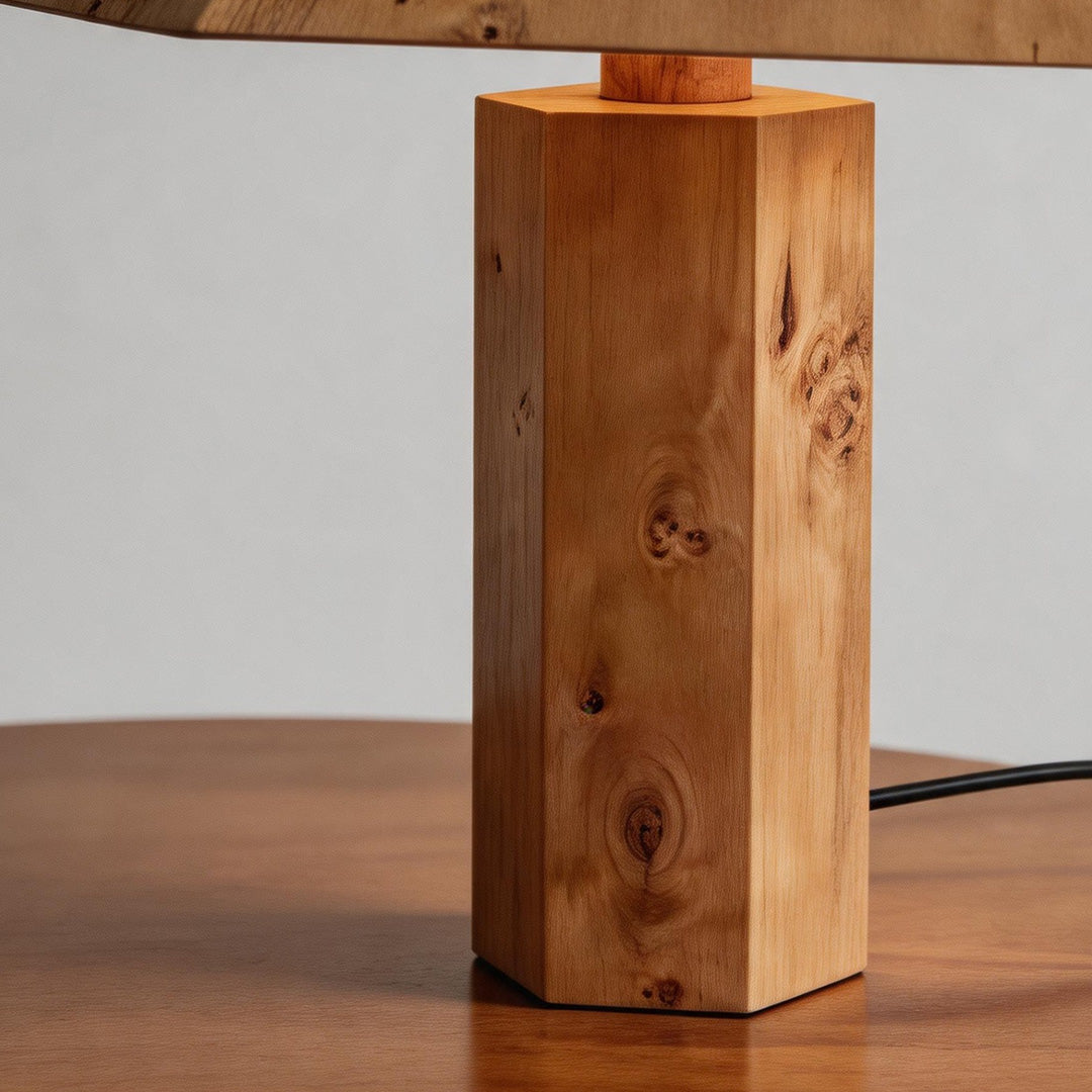 Vintage Wooden Table Lamp Wabi-Sabi Style Bedside Light