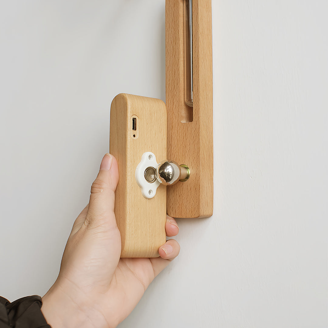 Wooden Wall Lights Minimalist with Glass Vase Wireless Magnetic Lamp