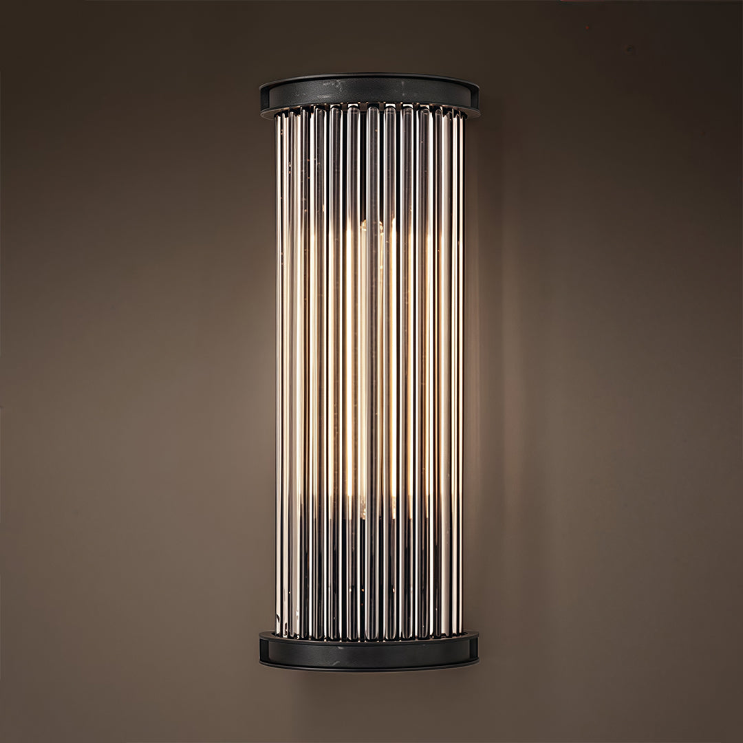 Black Indoor Wall Sconce American Vintage Semi-Circular Glass Rod Wall Lamp