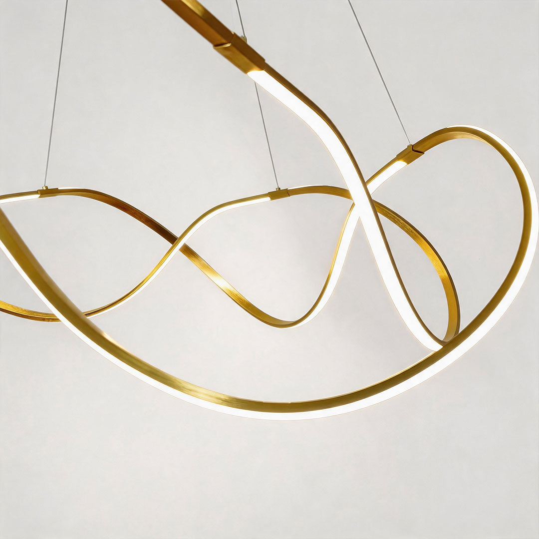 Modern Round Dimmable LED Aluminum Geometric Chandelier - Gold