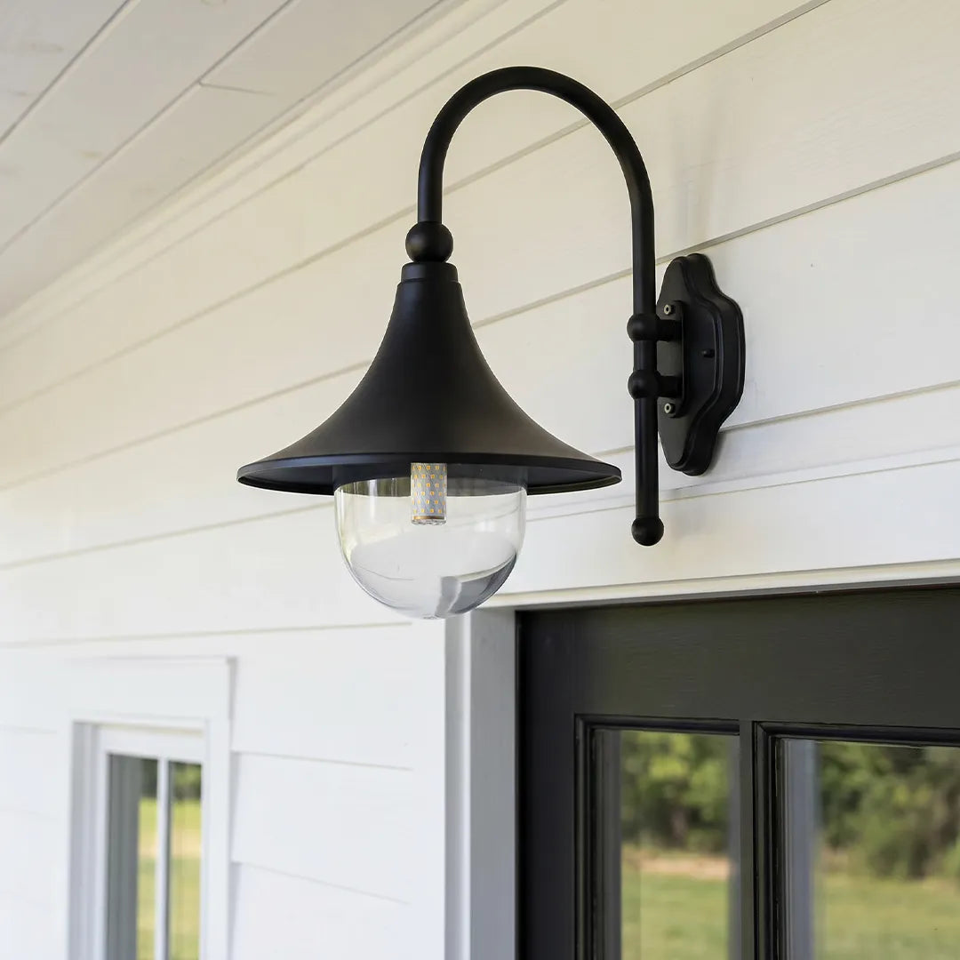 Outdoor Black Wall Lights Retro Creative Trumpet-Shaped Light