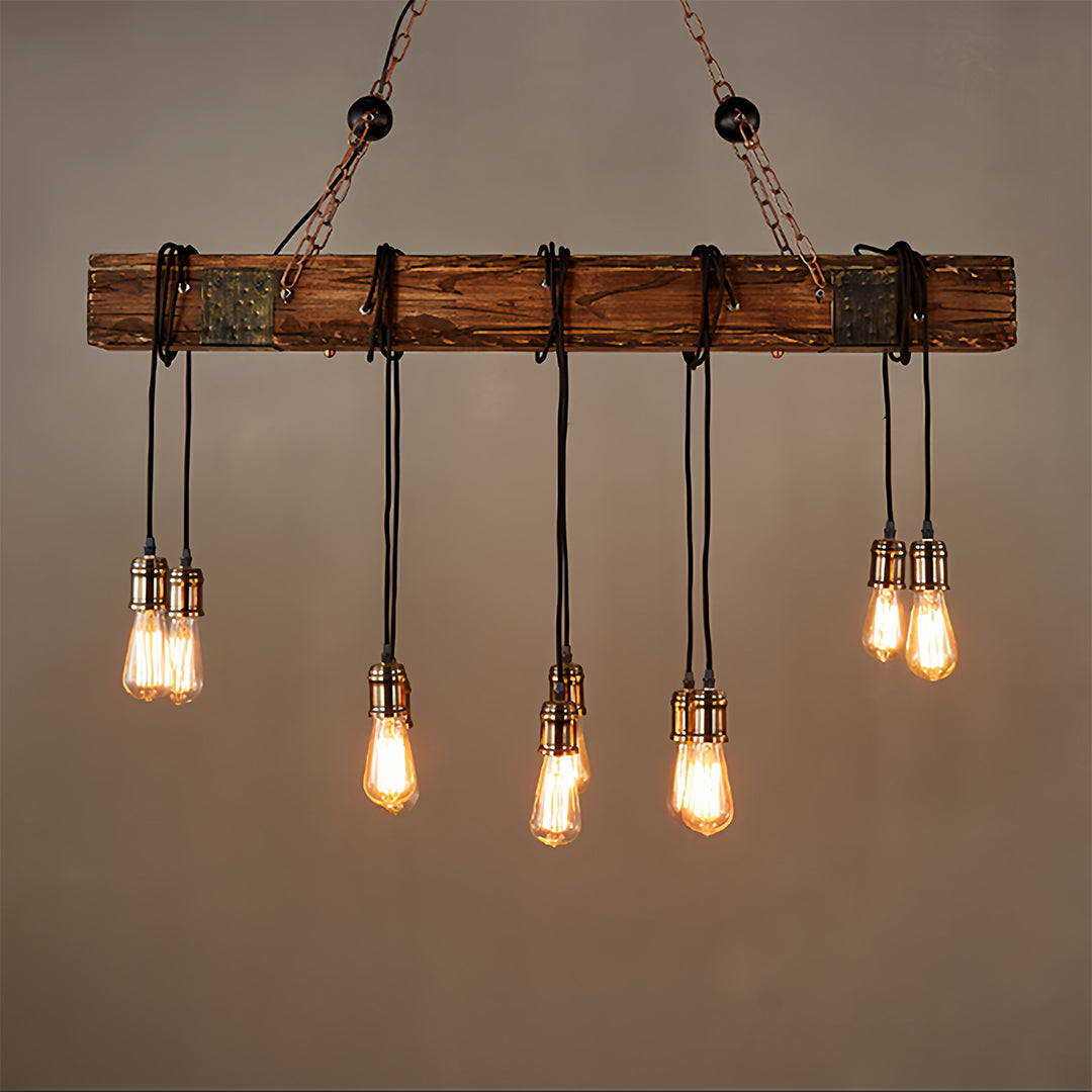 Black and Wood Pendant Light American Vintage Style Iron Ceiling Light