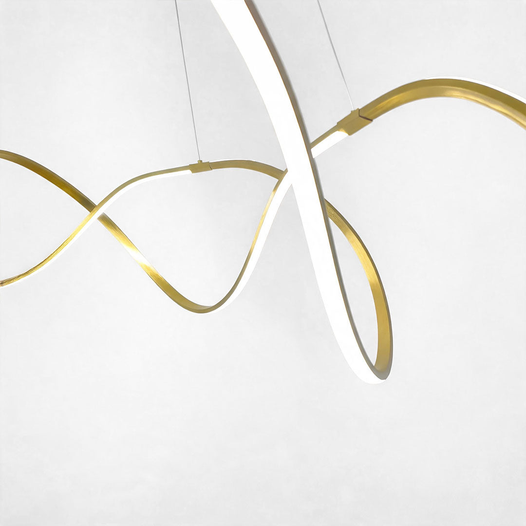 Modern Round Dimmable LED Aluminum Geometric Chandelier - Gold