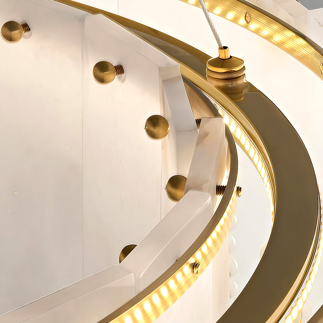 Modern Brass Chandelier Luxury Cloud Stone Ceiling Light