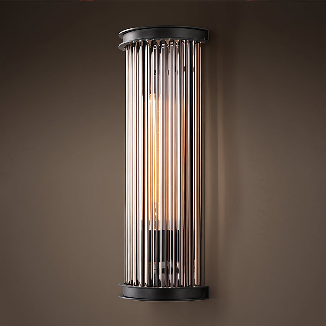 Black Indoor Wall Sconce American Vintage Semi-Circular Glass Rod Wall Lamp