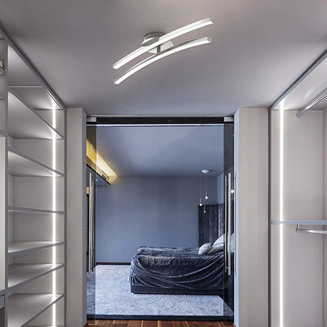 Contemporary Semi Flush Mount Lighting Dual LED Strip Rotating Ceiling Light