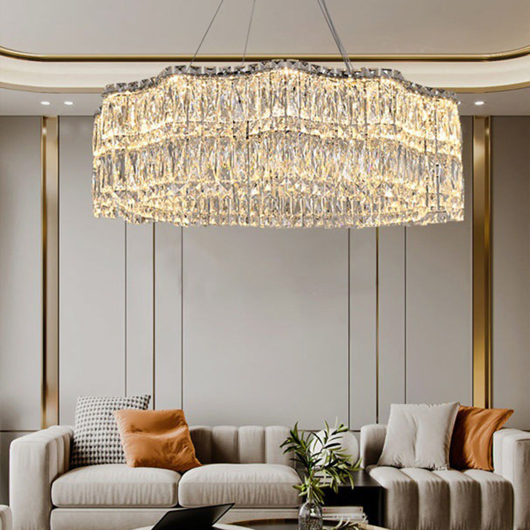 LED Large Crystal Chandelier Elegant Chandelier Light Modern Minimalist Style