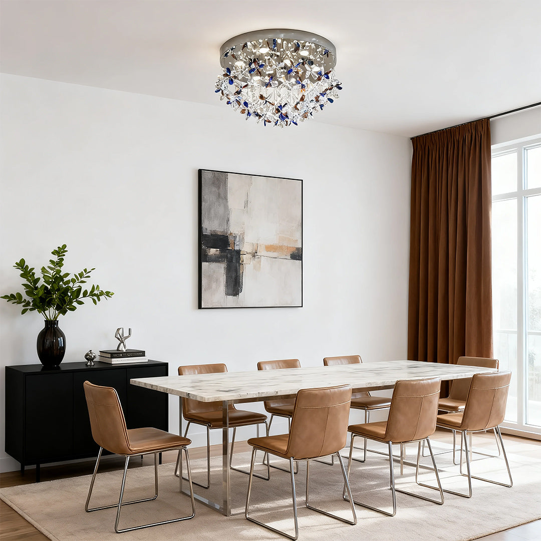 Crystal Flush Mount Lights French Round  LED Romantic Ceiling Light