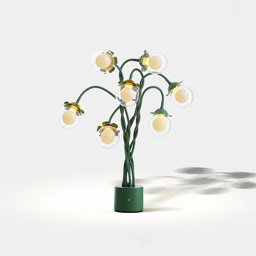 Retro Green Table Lamp French Floral  Artistic Globe Decorative Light