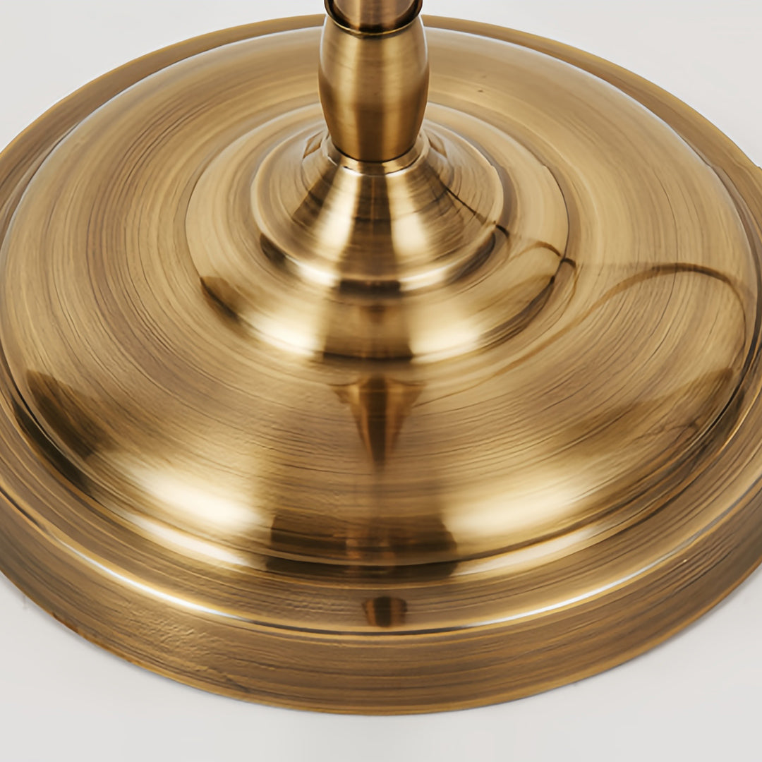 Copper Floor Lamp Adjustable Arch Fabric Shade Light Vintage Style