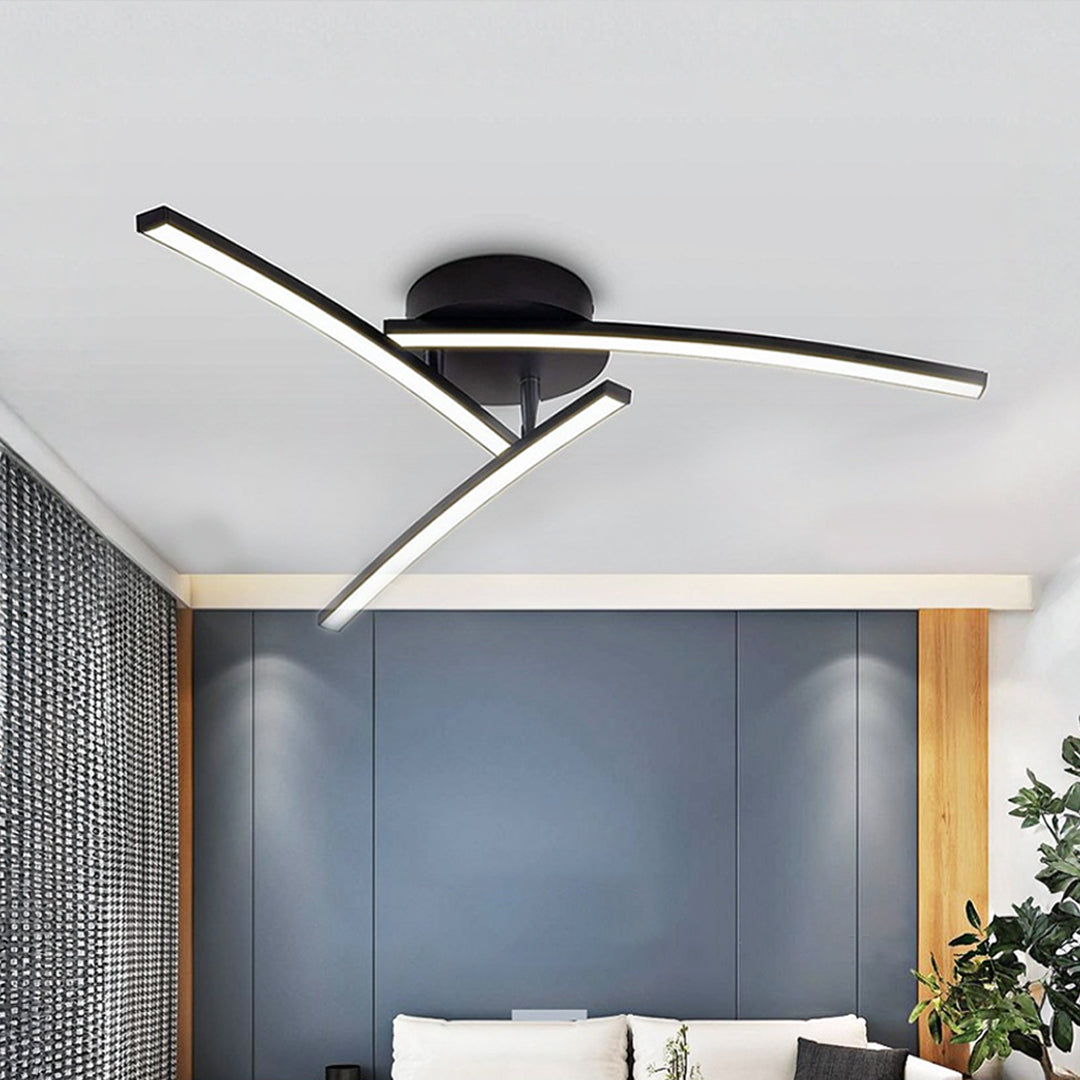 Modern Semi Flush Mount Light Three-Arc Rotating Ceiling Light