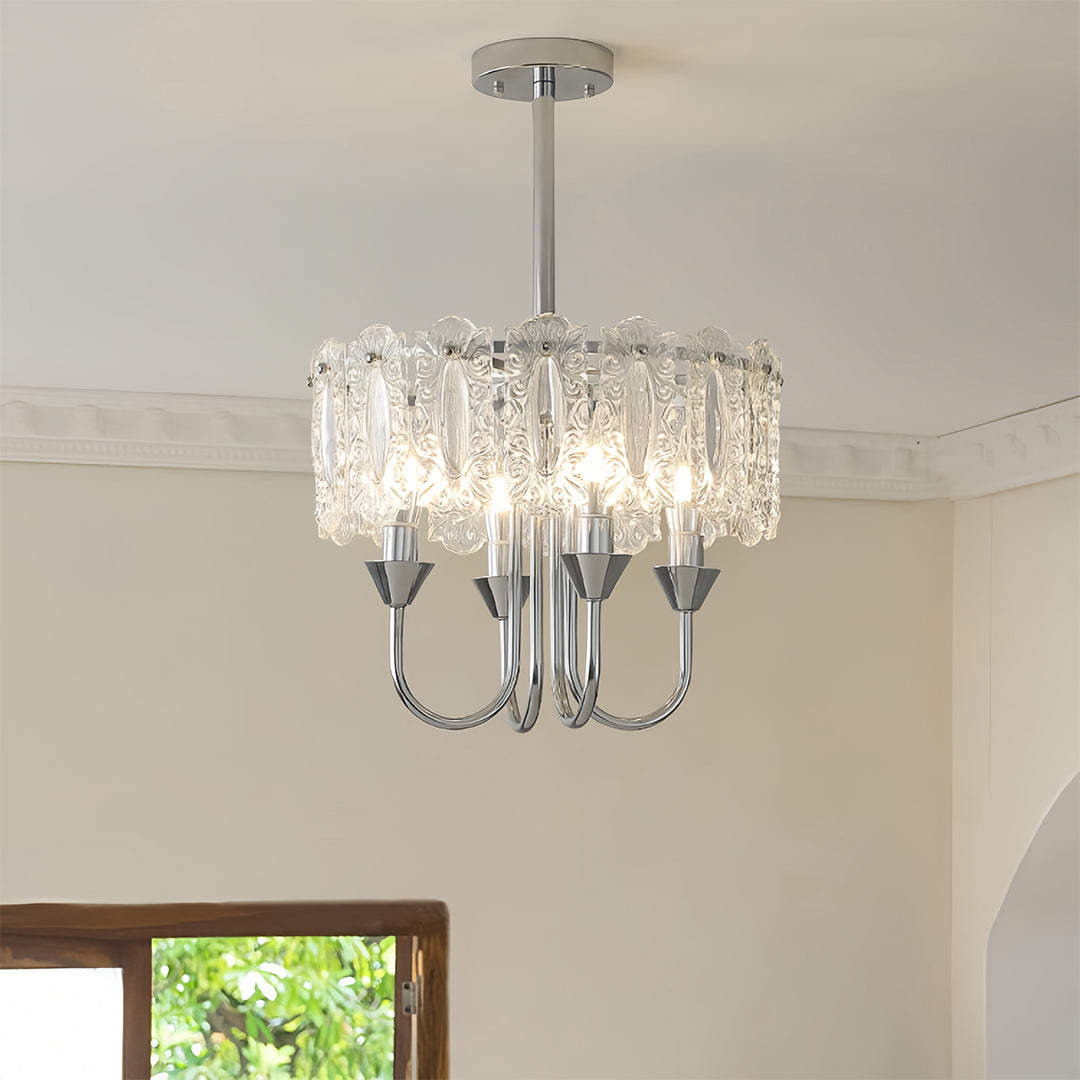 French Iron Chandelier Chic Chrome Island Metal Ceiling Light