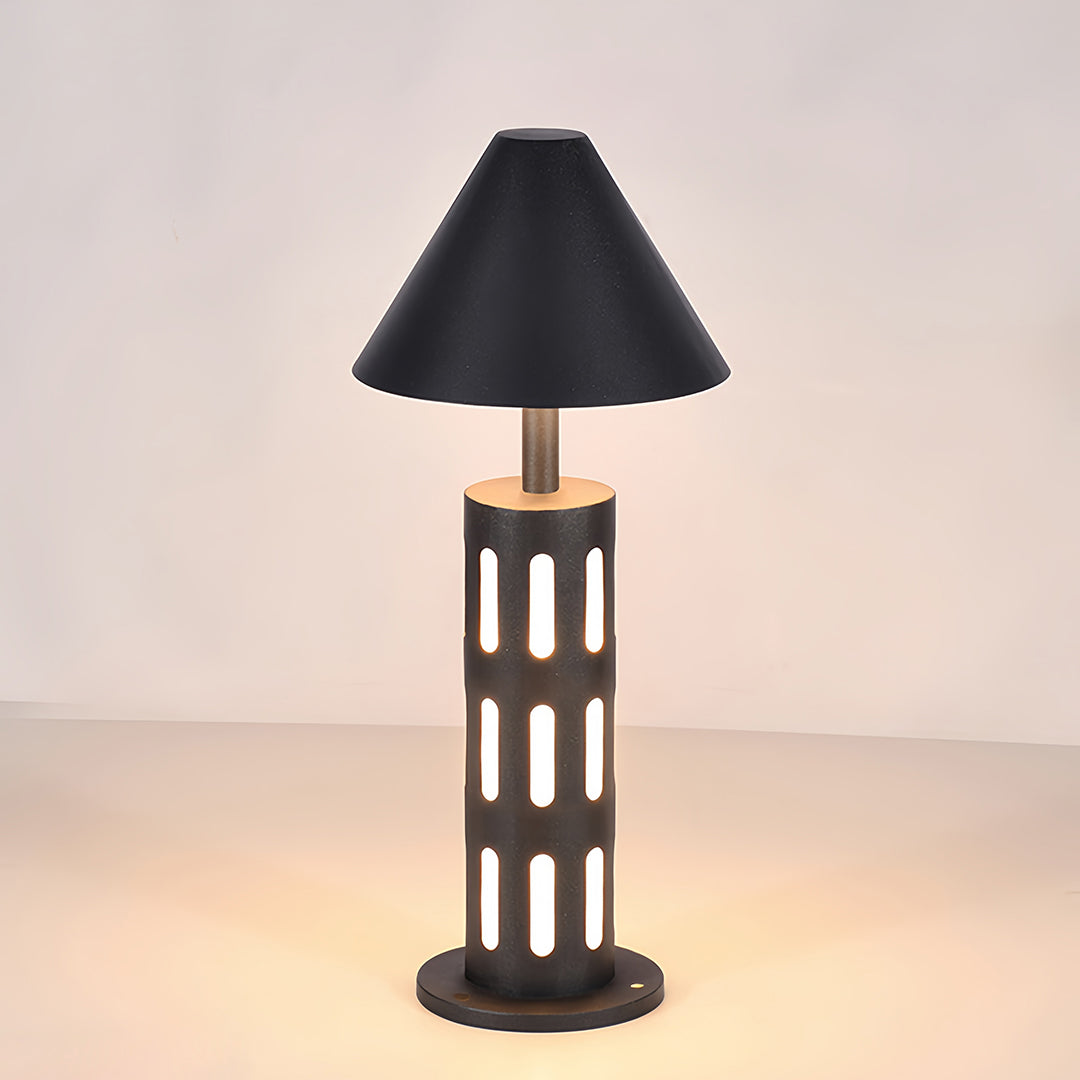 Black Path Lights Industrial Perforated Cylindrical Garden Light