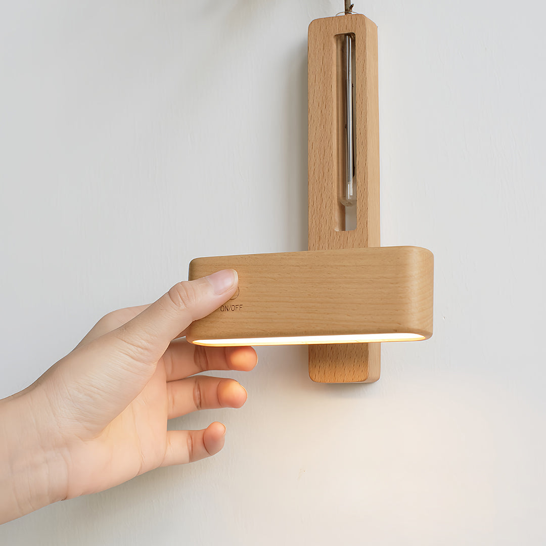 Wooden Wall Lights Minimalist with Glass Vase Wireless Magnetic Lamp