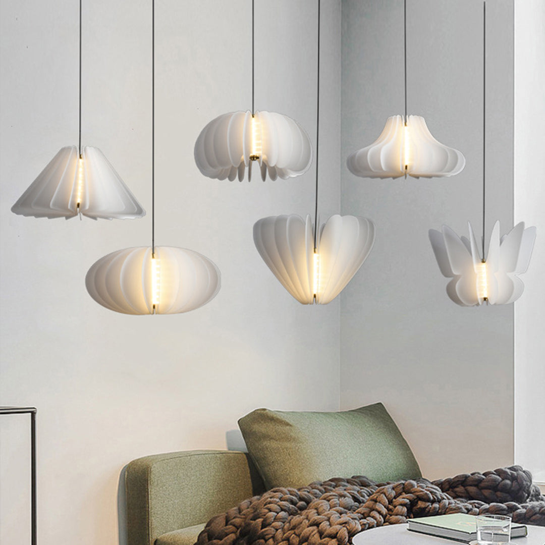 White Shade Pendant Light Nordic Cream Style PE Material LED Light
