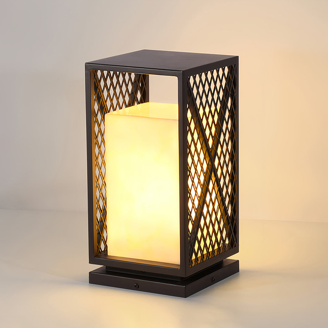Black Outdoor Floor Lantern Square Metal Waterproof Creative Light