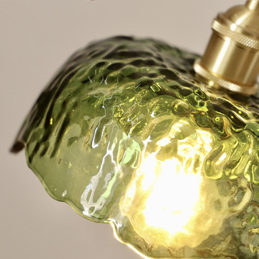 Nordic Pendant Light Hammered Glass and Brass Light
