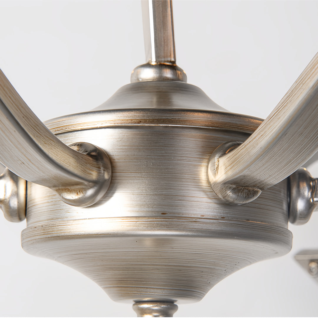 Candle Stick Chandelier Iron Silver Finish Crystal Ceiling Light