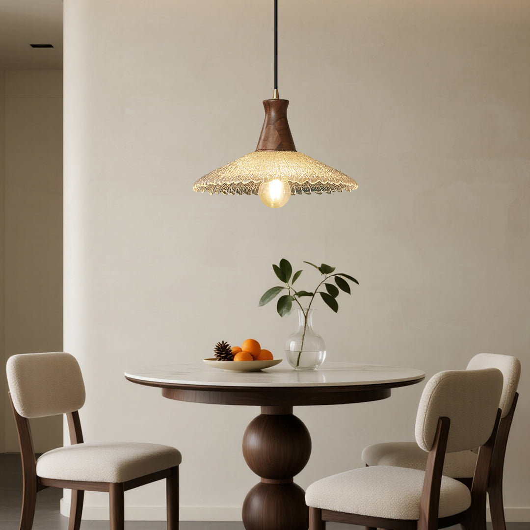 Wood Light Pendant Wabi Sabi Style Glass Pendant Light