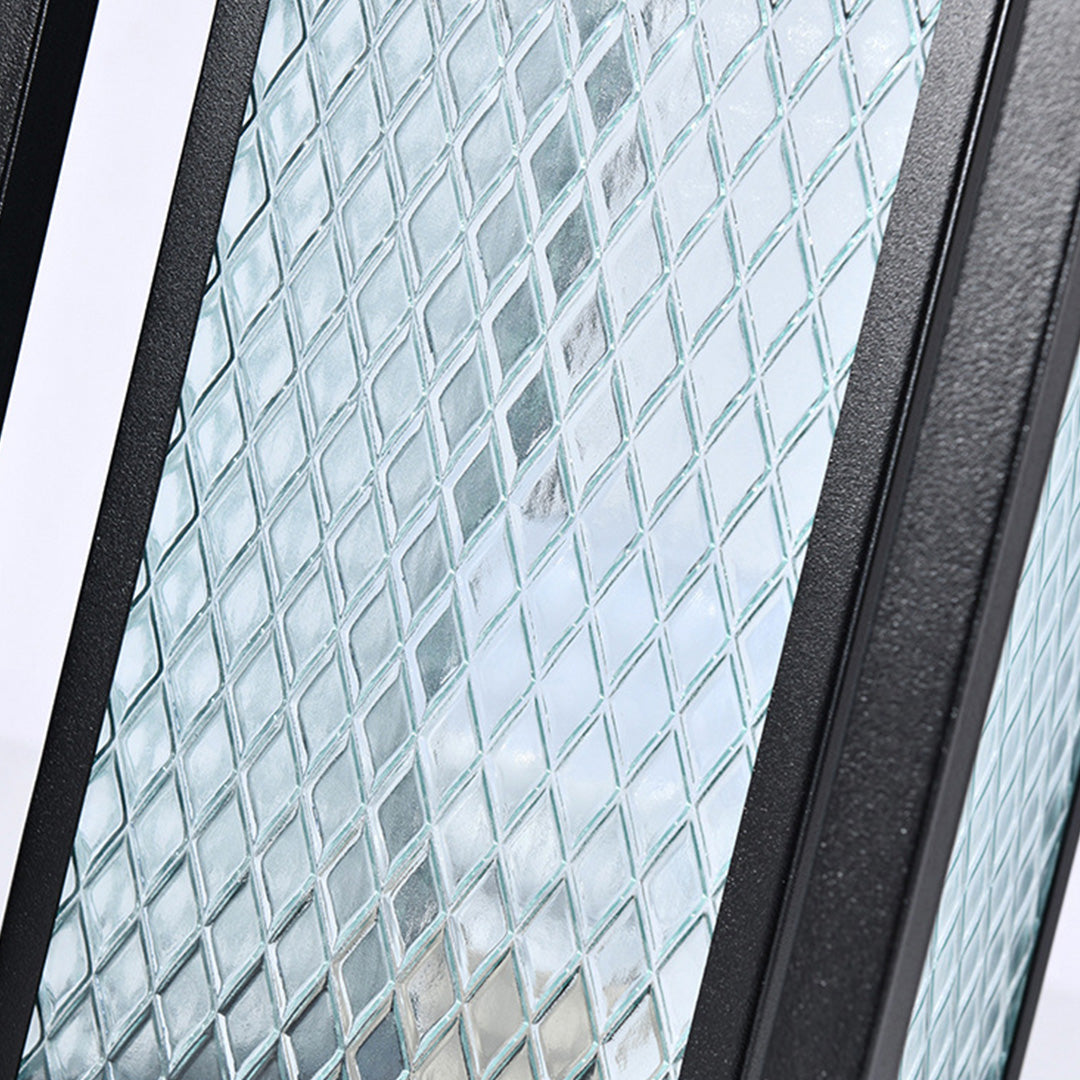 Outdoor Glass Lanterns Industrial Black Weatherproof Square Lawn Light