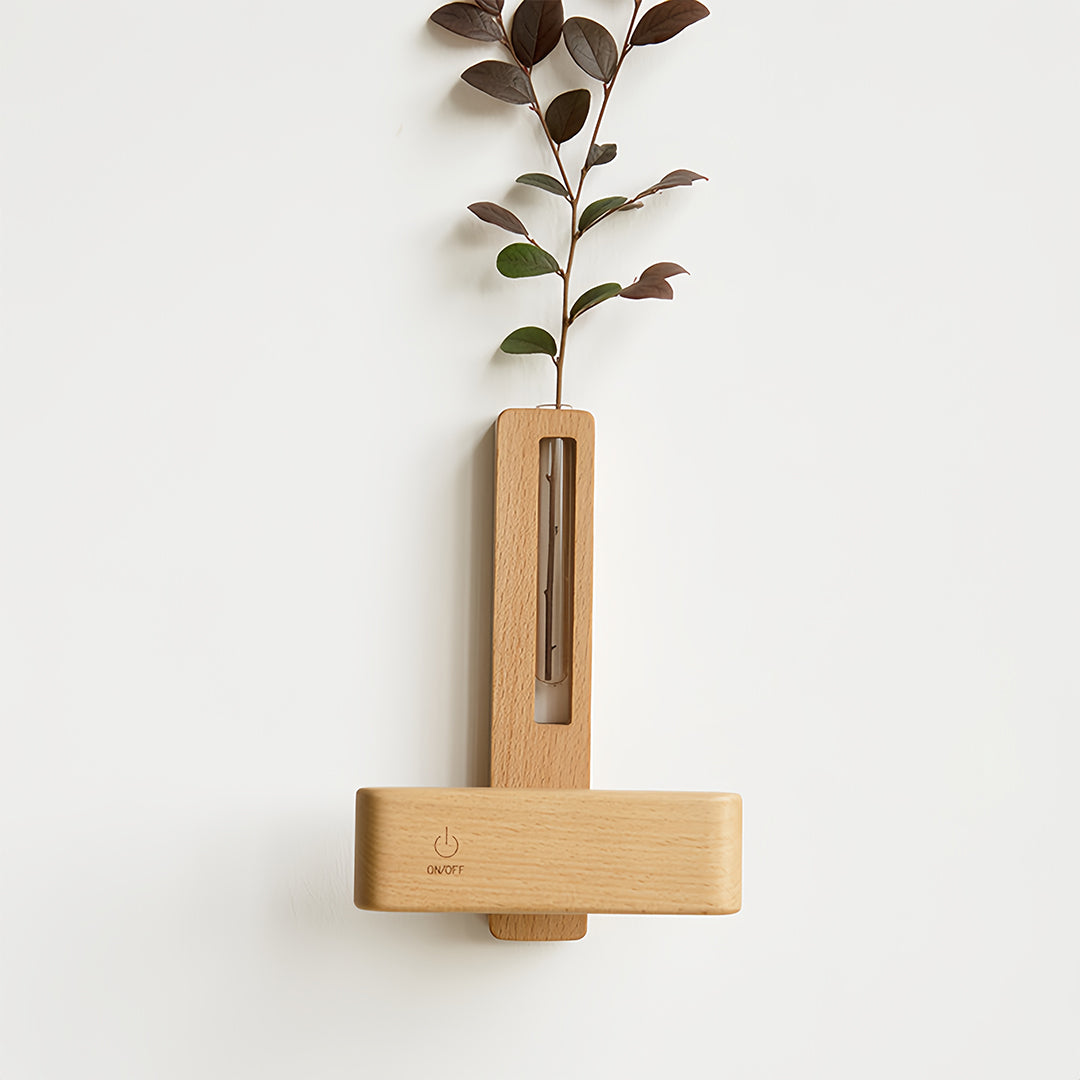 Wooden Wall Lights Minimalist with Glass Vase Wireless Magnetic Lamp