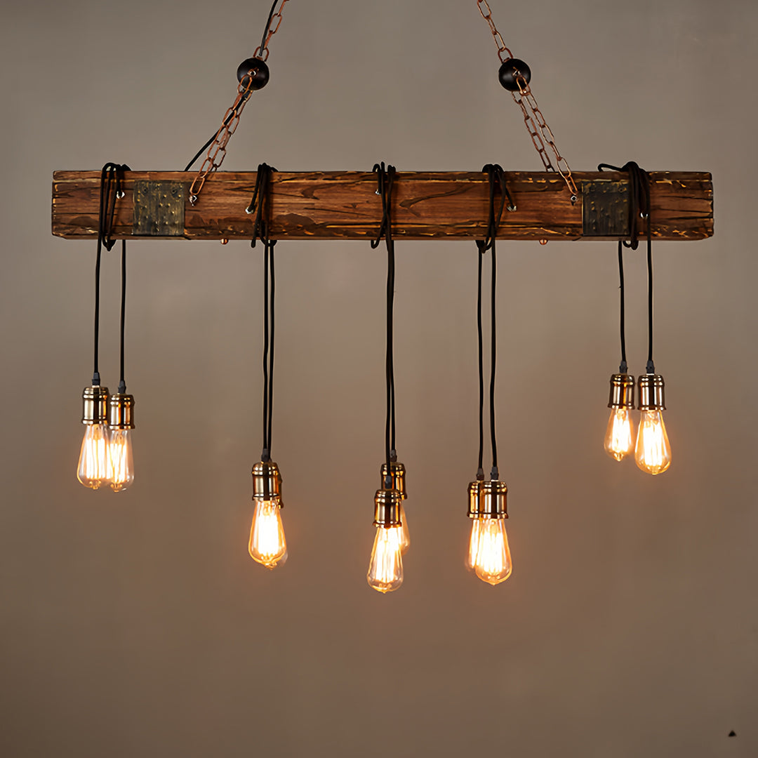 Black and Wood Pendant Light American Vintage Style Iron Ceiling Light