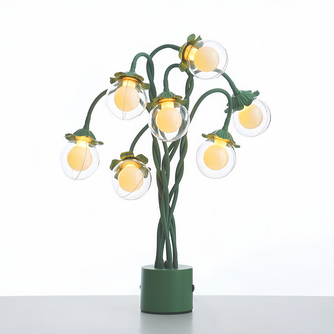 Retro Green Table Lamp French Floral  Artistic Globe Decorative Light