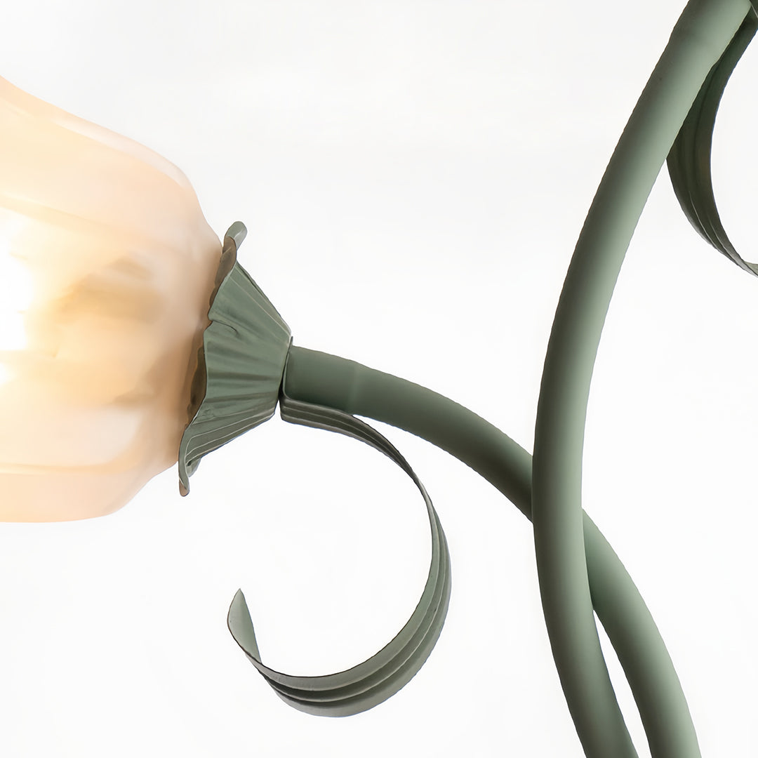 Flower Floor Lamps French Country Style Green Artistic Iron Lamp