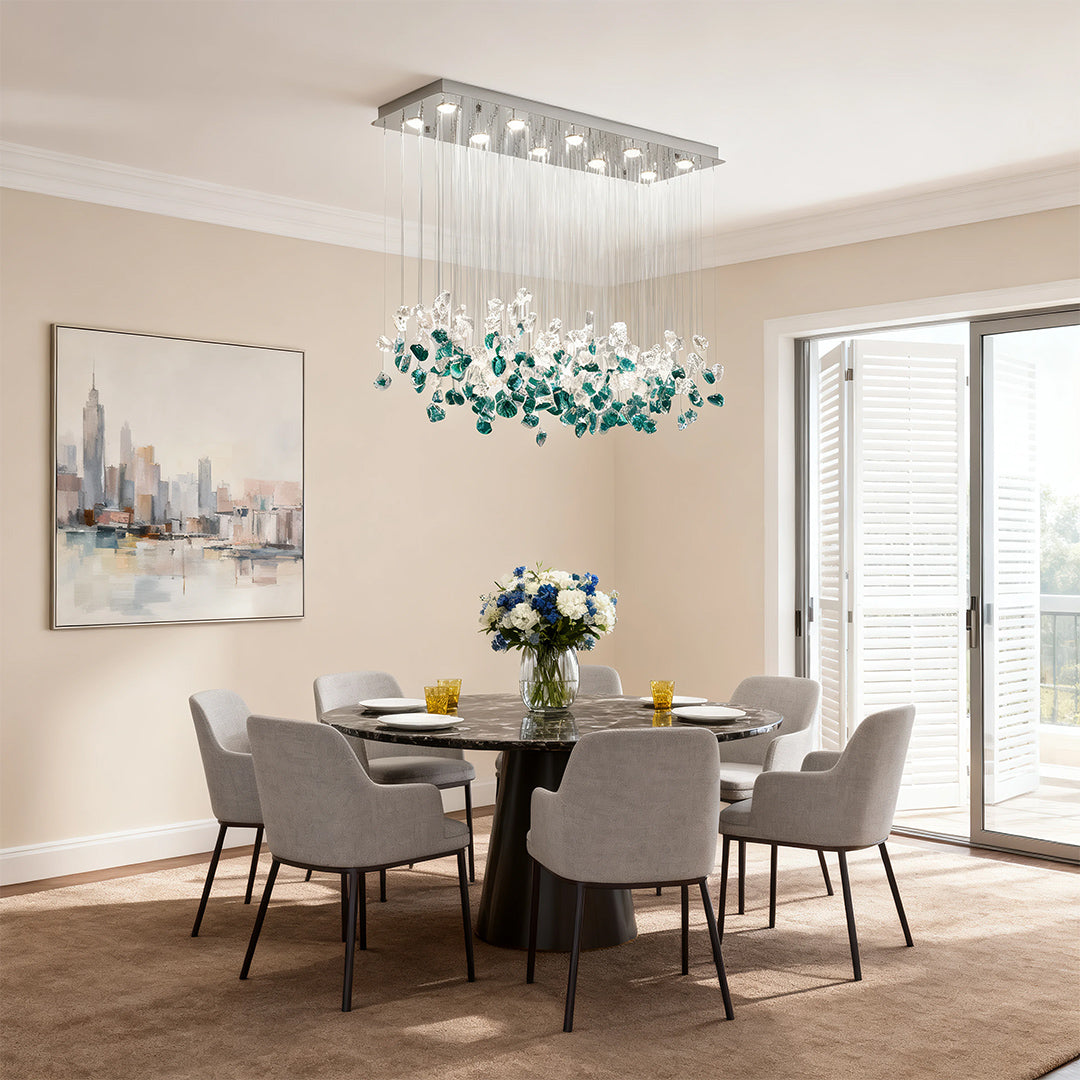 Beaded Glass Chandelier Irregular Artistic Island Ceiling Light