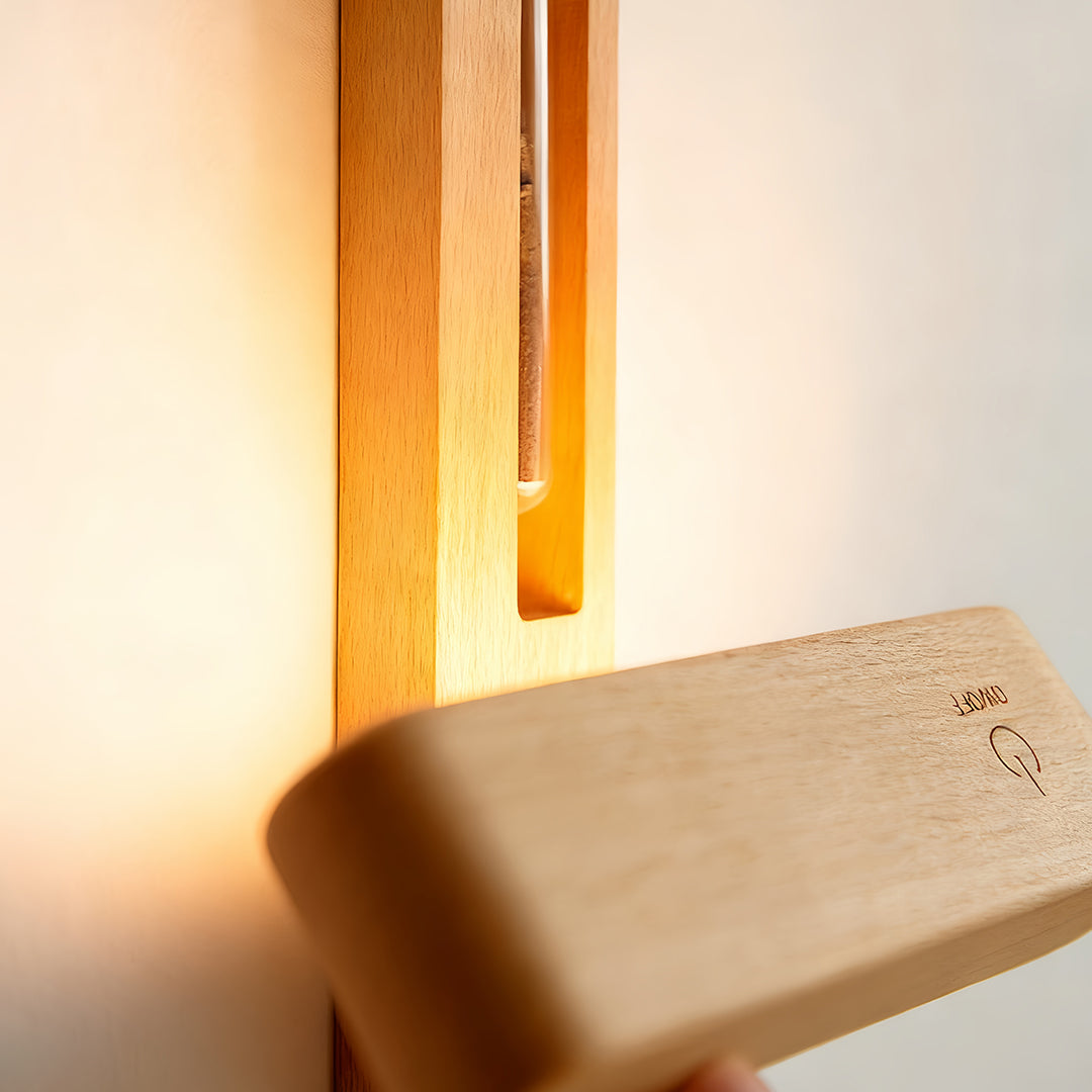 Wooden Wall Lights Minimalist with Glass Vase Wireless Magnetic Lamp