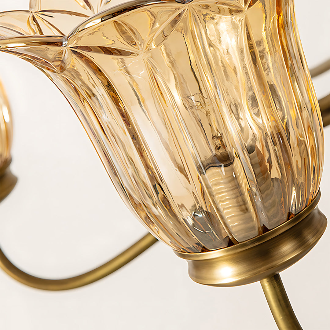 Gold Glass Chandelier Vintage Full Copper Glass Ceiling Light