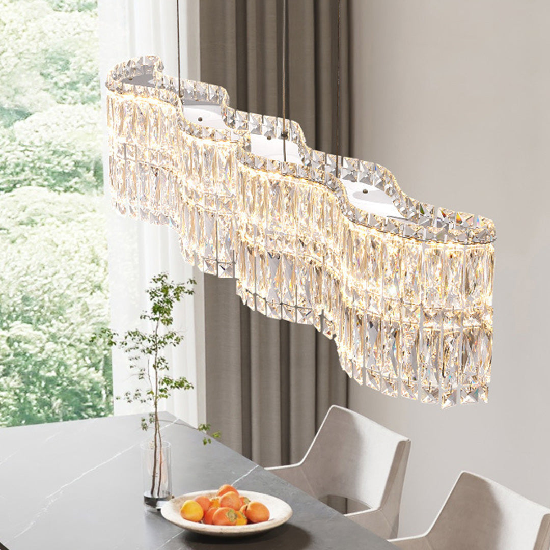 LED Large Crystal Chandelier Elegant Chandelier Light Modern Minimalist Style