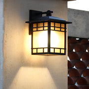 Square Retro Waterproof Yellow Glass Shade Vintage Outdoor Wall Lights | Dazuma
