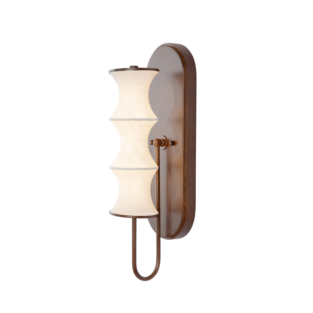 Elegant triple cylindrical vintage French wall lights with white glass shades and bronze finish