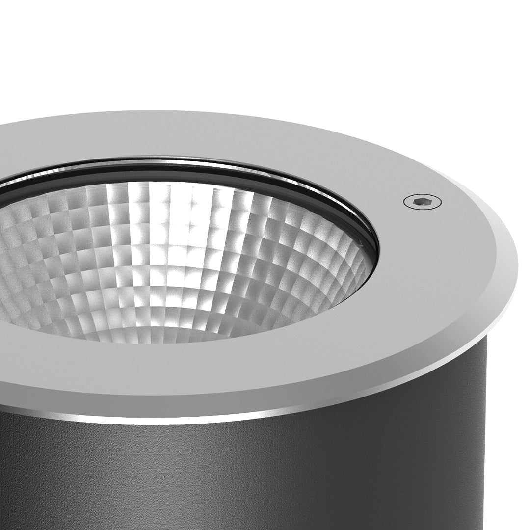 Technical specification drawing showing installation details and beam angle measurements for outdoor spotlights