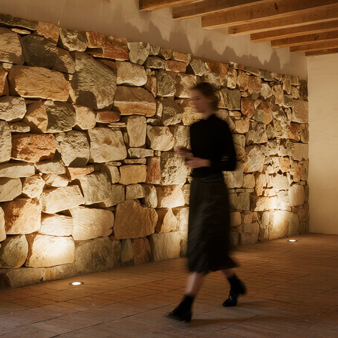 Large cylindrical LED ground light with multiple diodes and robust black housing for commercial landscape applications