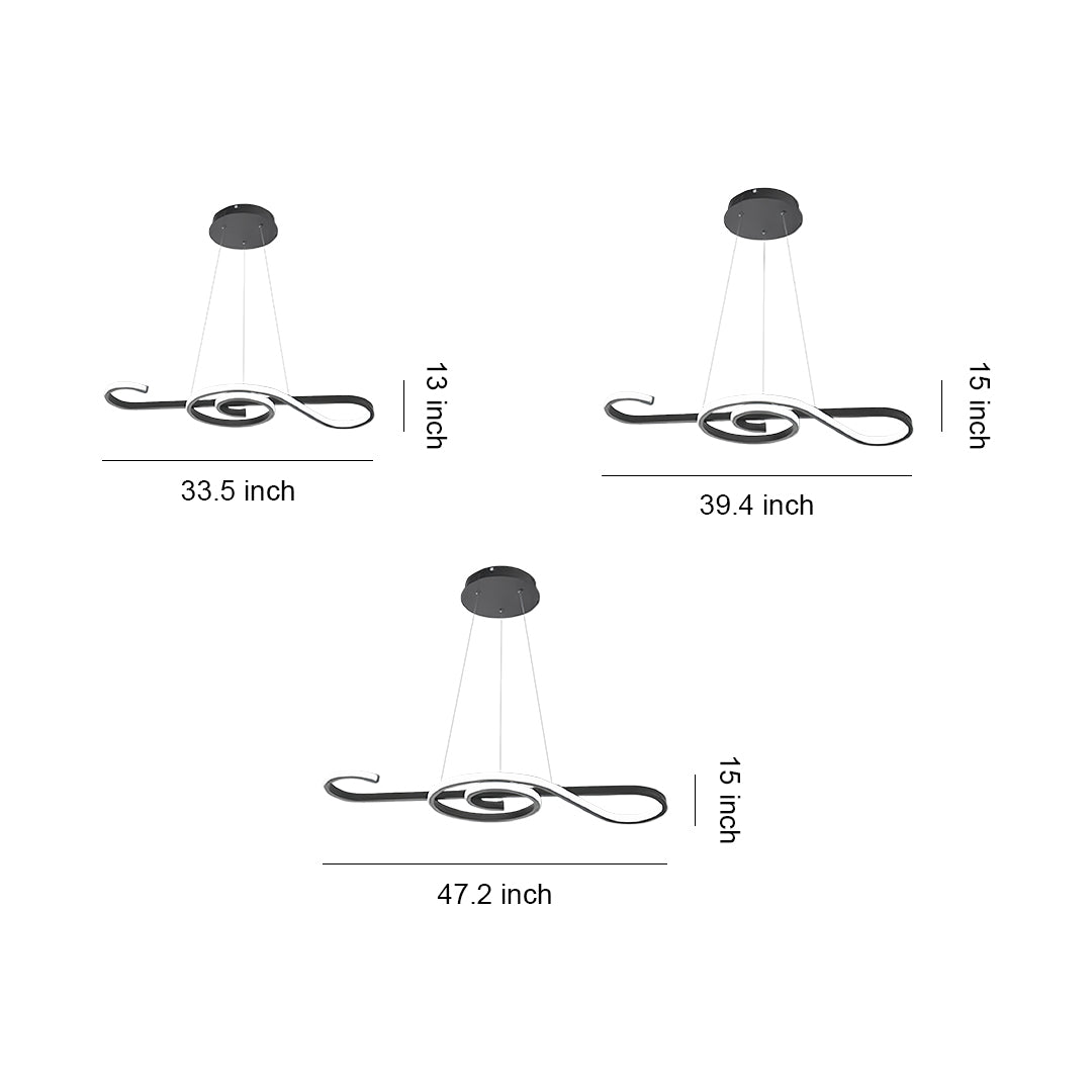 Unique large modern chandelier with abstract loop design, elegant ceiling lighting fixture