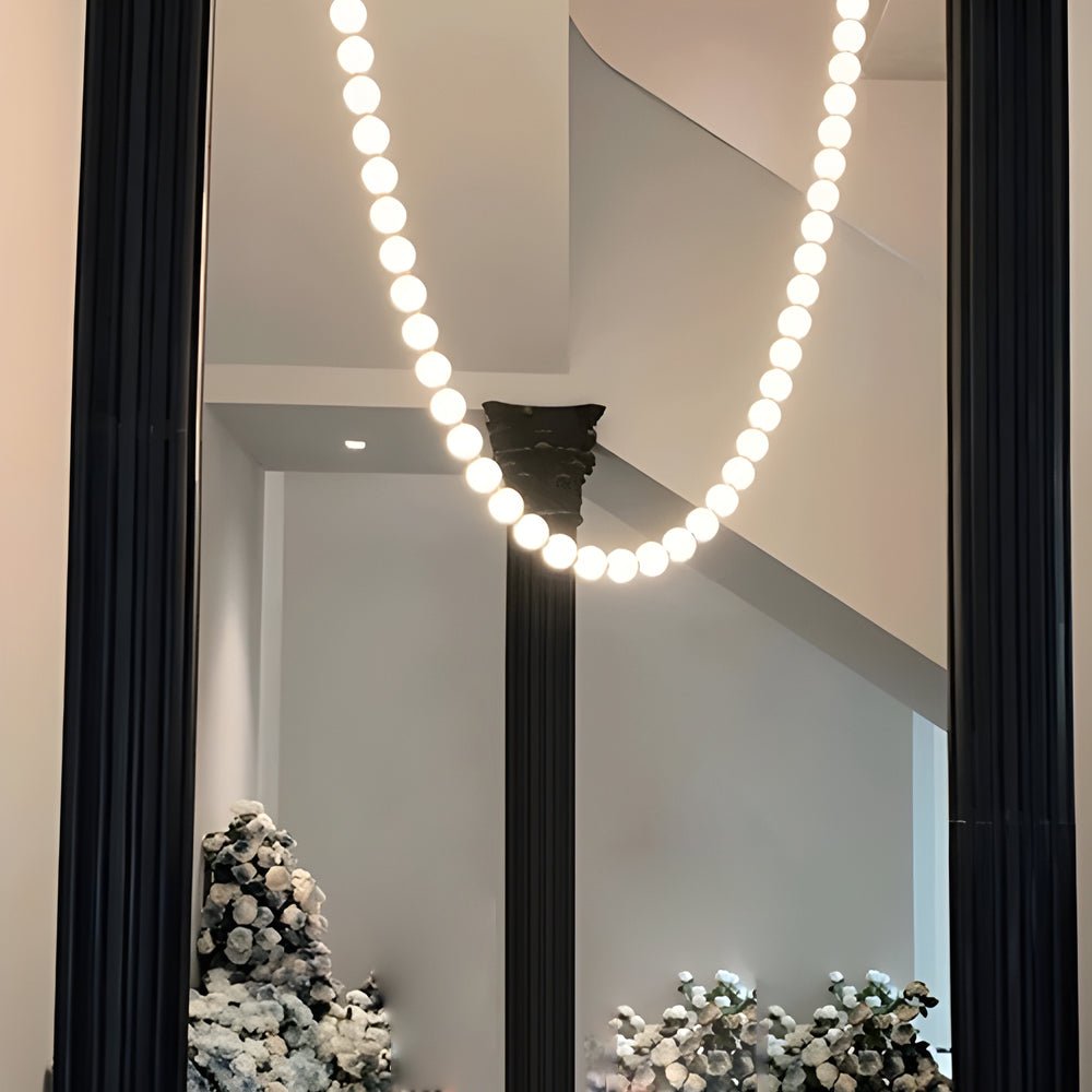 Acrylic Balls Pearl Necklace Luxury Art Italian Style Chandelier Lamp