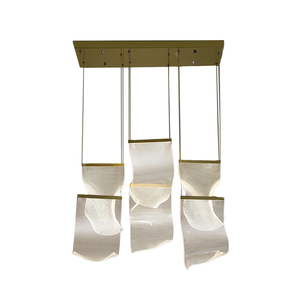 Acrylic chandeliers with a close-up of their acrylic petals and elegant design.